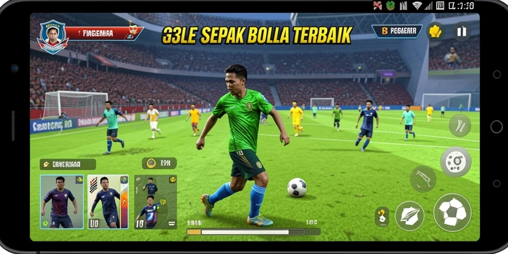 Screenshot utama 33L yang menunjukkan gameplay sepak bola yang seru.