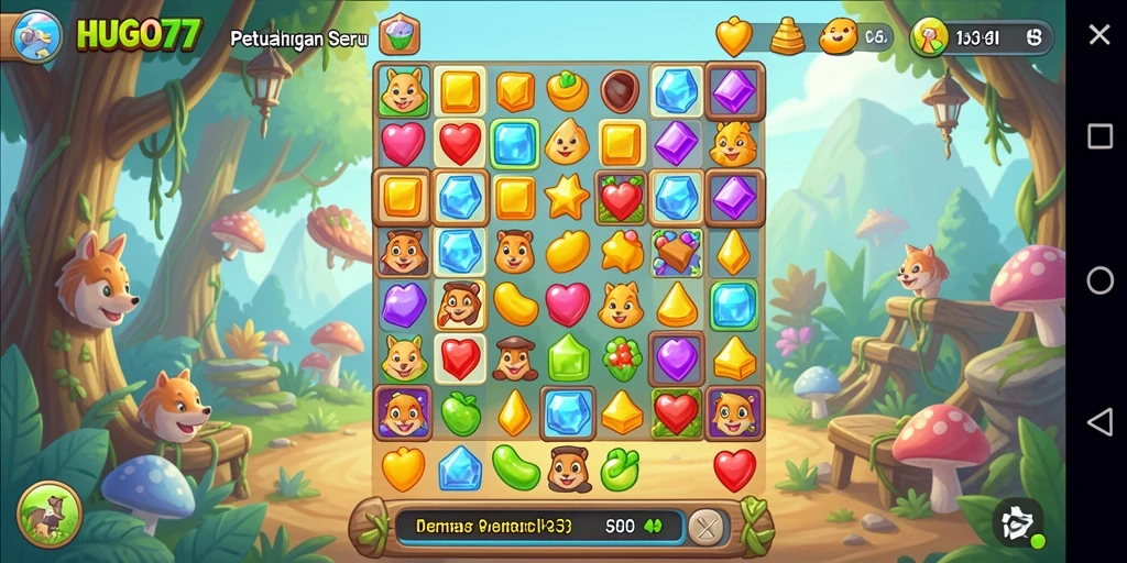 Tangkapan layar gameplay HUGO77 dengan grafik cerah dan menantang.