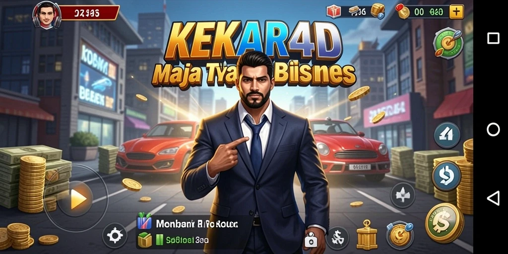 Tampilan gameplay seru di KEKAR4D dengan pengelolaan bisnis yang mendetail.