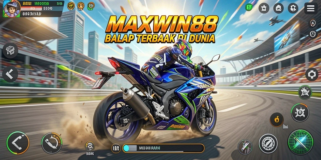Tampilan gameplay seru dari balapan motor di MAXWIN88.