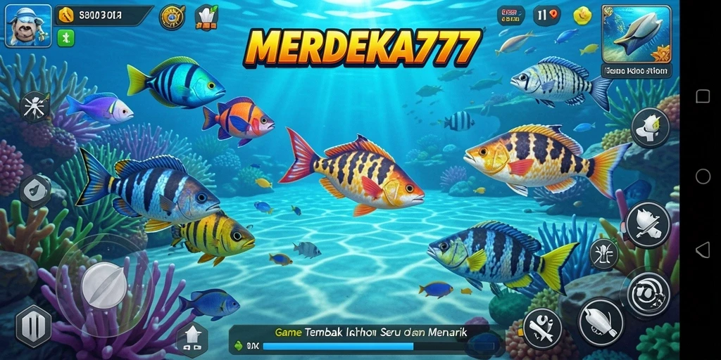 Tampilan gameplay seru di game Tembak Ikan MERDEKA777.