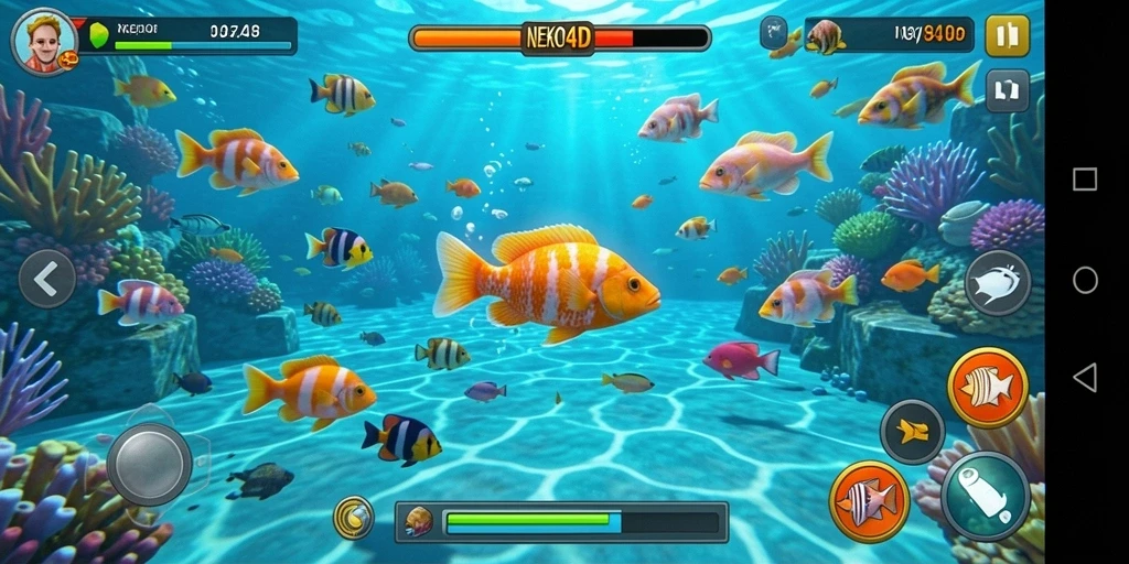 Tampilan gameplay seru dengan suasana laut yang menawan.