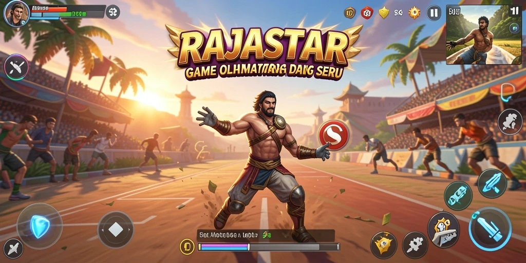Screenshot gameplay RAJASTAR menunjukkan aksi olahraga yang mendebarkan.