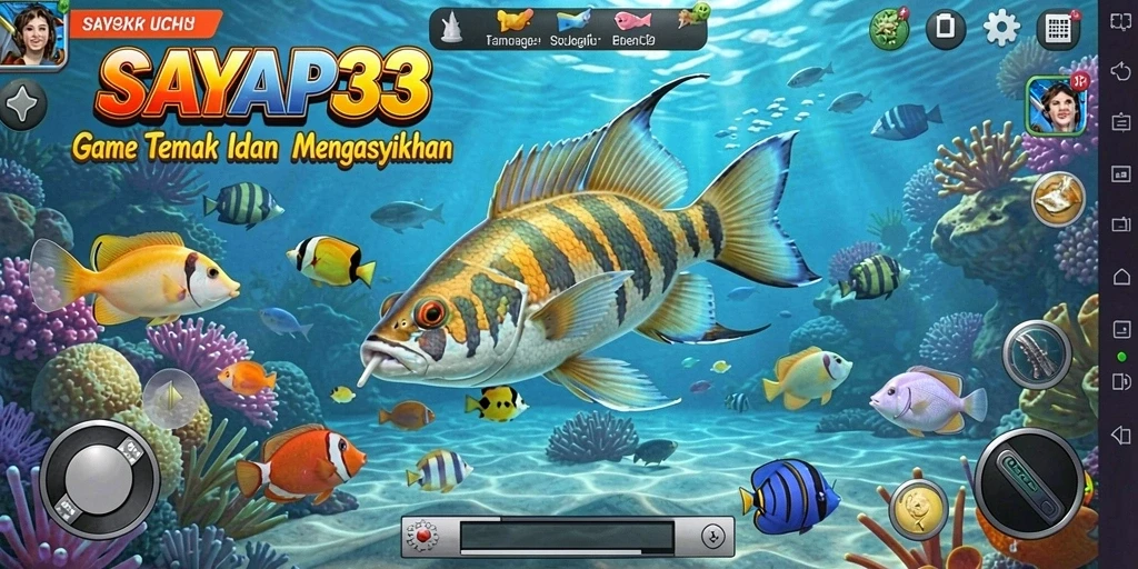Screenshot utama SAYAP33 dengan gameplay Tembak Ikan yang seru.