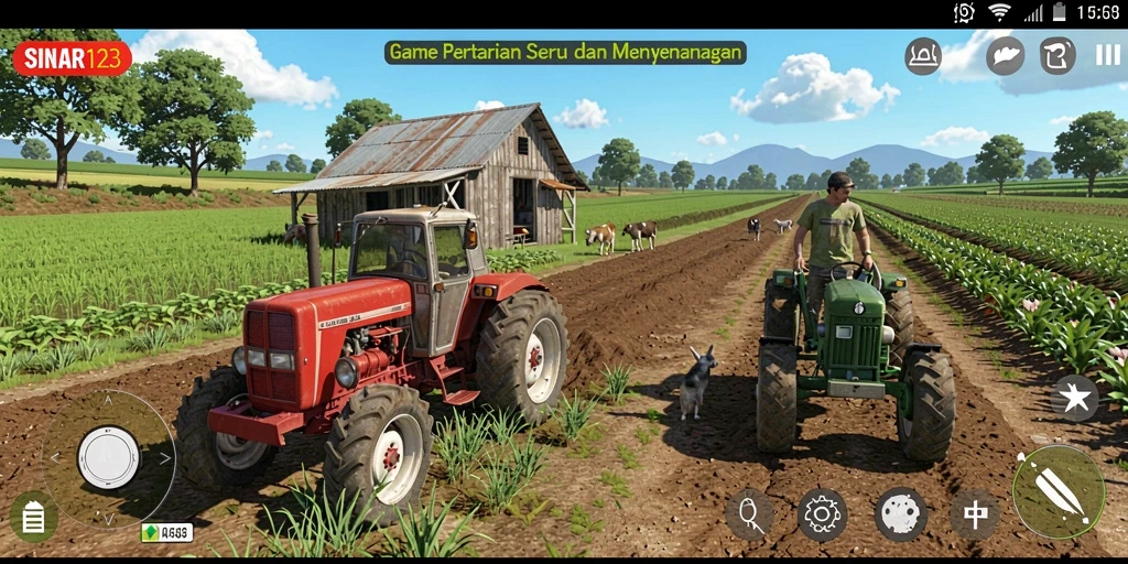 Tampilan gameplay <strong>SINAR123</strong> yang menampilkan aktivitas pertanian yang seru.