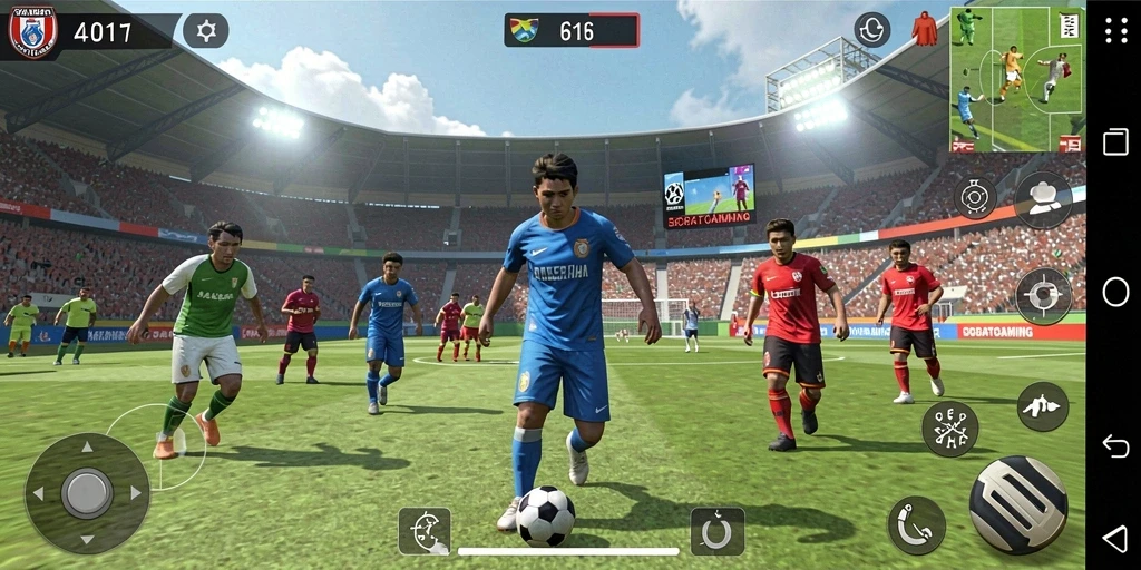 Tampilan gameplay SBOBATGAMING yang mendebarkan dengan aksi sepak bola.