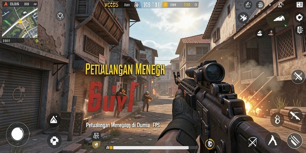 Screenshot menunjukkan aksi menegangkan gameplay FPS VC55.